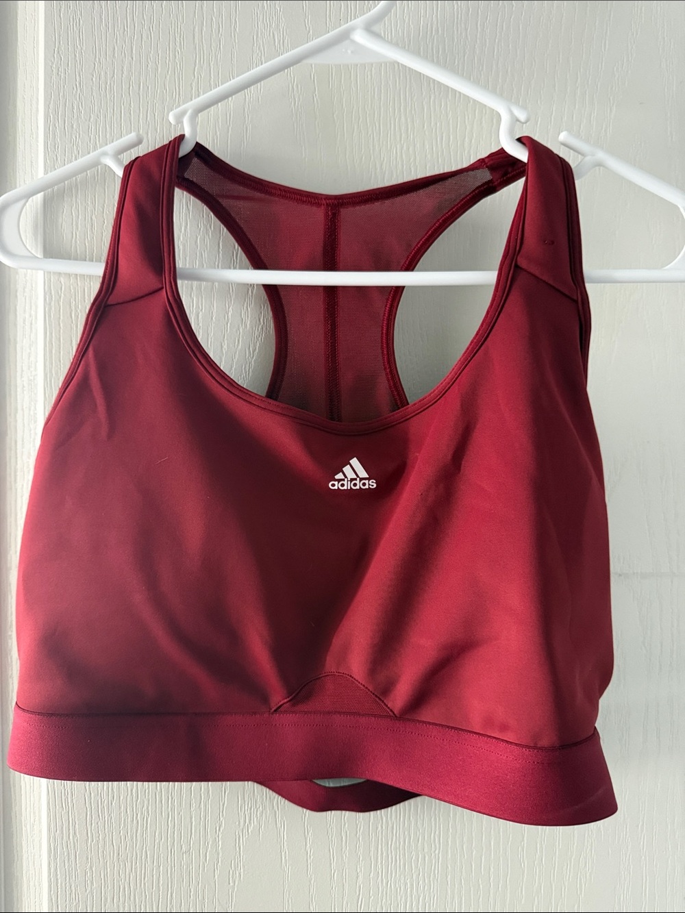 adidas Maroon Racerback Sports Bra - Deep Red Support